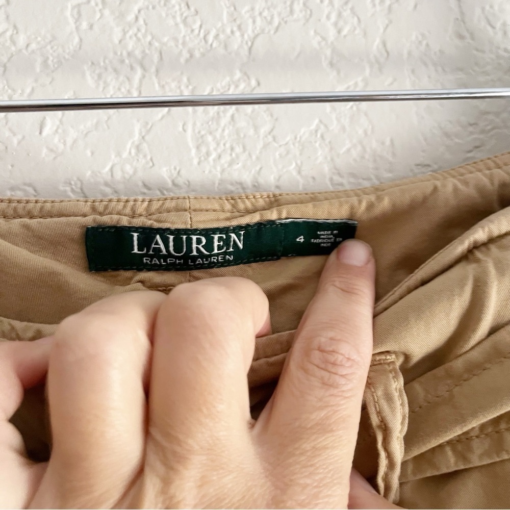RALPH LAUREN Tan High Rise Tapered Chino With Belt Size 4 - Picture 6 of 11